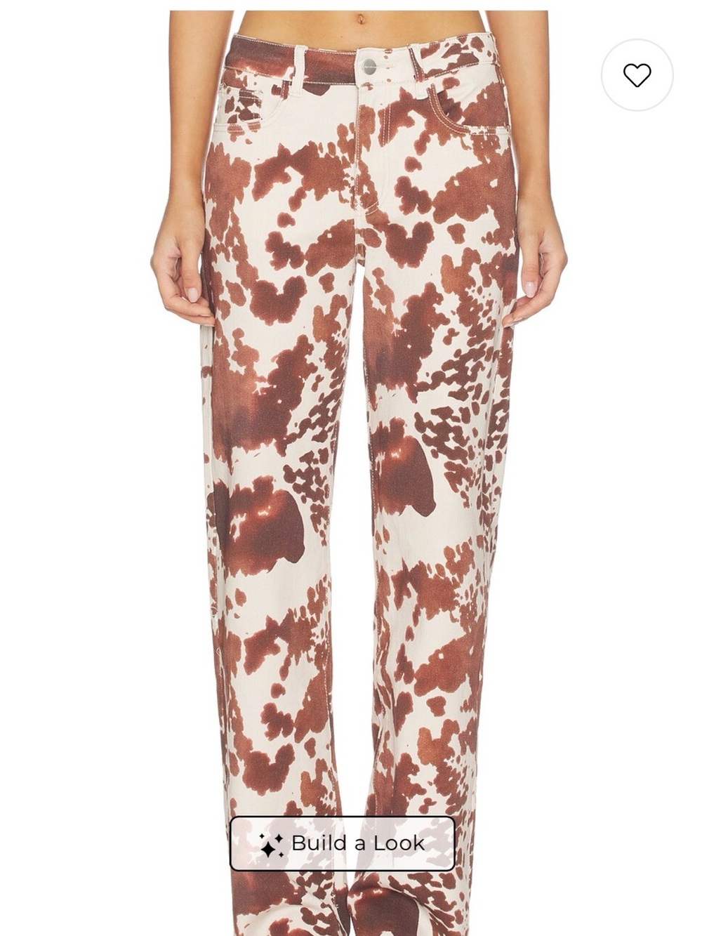 superdown Brown & Cream Cow Print Jeans